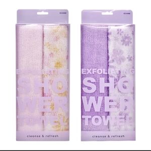 Exfoliating Shower Towel Duo - Pink & Lavender